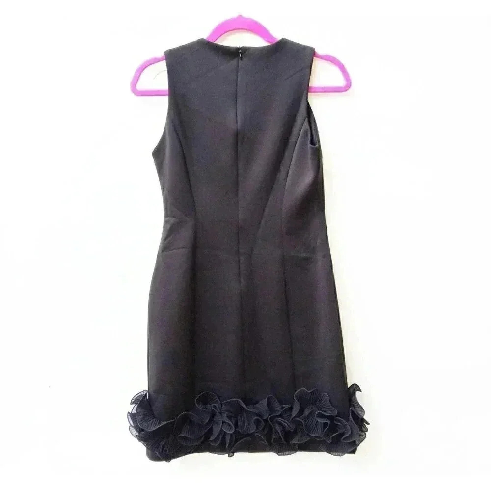 Donna Ricco Womens Black Sleeveless Dress Ruffle Sz 4 - Picture 2 of 7